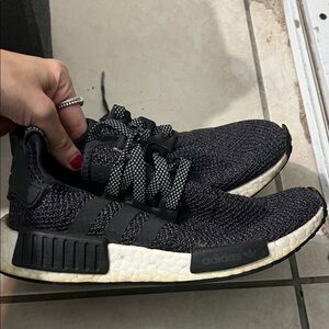 Adidas Charcoal and Cream Knit Sneakers